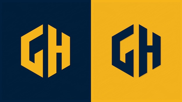 Vecteur un logo bleu et jaune qui dit gh dessus gh typography logo