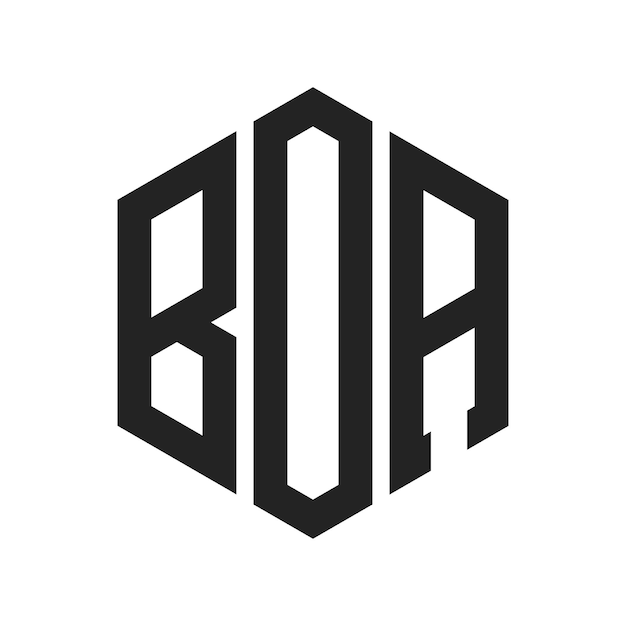 Le logo BOA Design Initial Letter BOA Monogram Logo en utilisant la forme d'hexagone