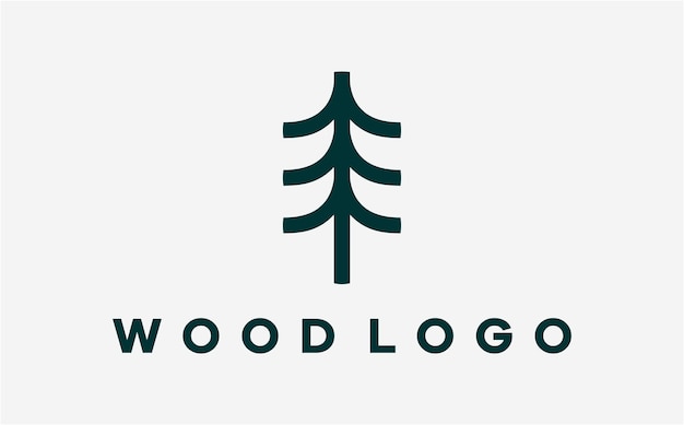 Logo En Bois Idée Créative Conception D'arbre Simple Moderne