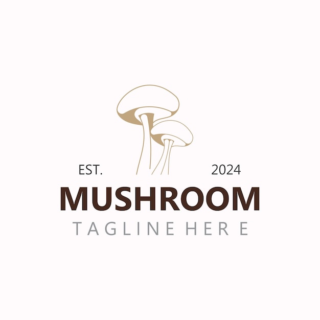 Vecteur logo botanique de champignon design de modèle de nature ou d'alimentation de style timbre moderne et simple