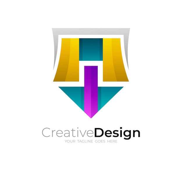 Vecteur logo de bouclier abstrait avec un design simple