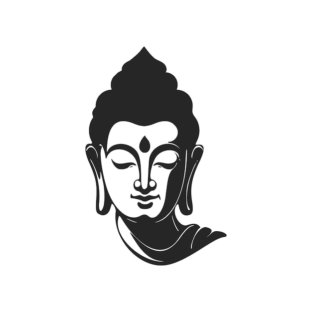 Vecteur logo bouddha minimaliste noir et blanc