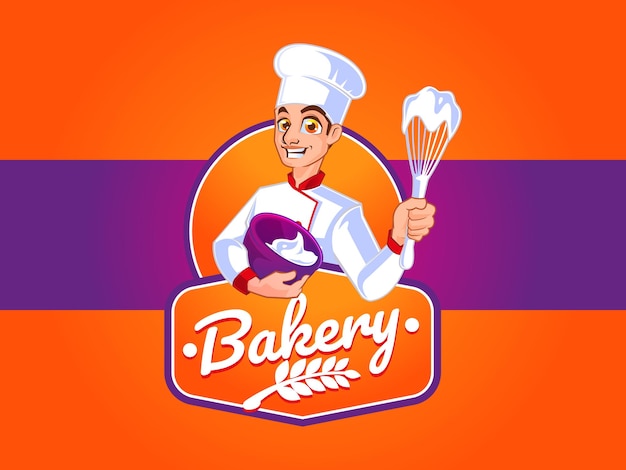 Logo De Boulangerie Avec Mascotte De Chef