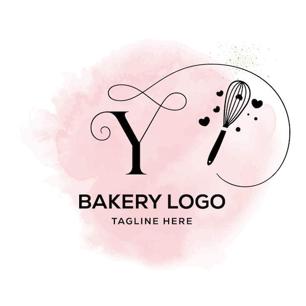 Le Logo De La Boulangerie Premade Whisk à L'aquarelle Est Conçu Avec Des Fleurs Florales.