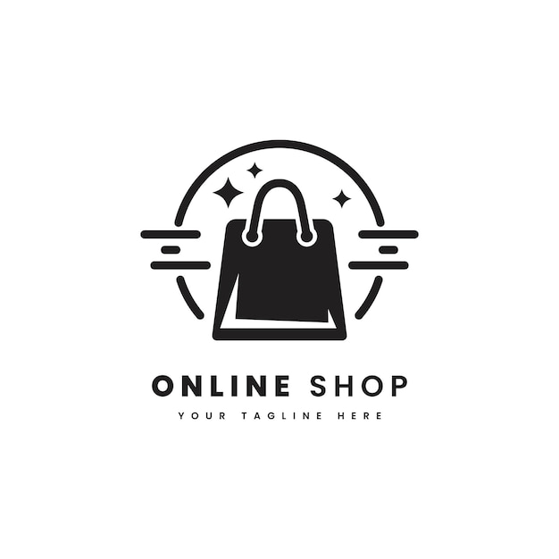 Vecteur logo de boutique en ligne dans un style minimaliste pour les logos de marketing, les logos d'entreprises de vente ou le marketing en ligne