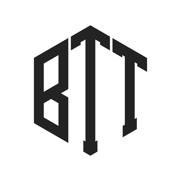 Le logo BTT Design Initial Letter BTT Monogram Logo en utilisant la forme d'hexagone