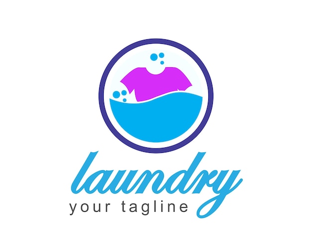 Vecteur logo de la buanderie vintage logo de l'entreprise de nettoyage de vêtements