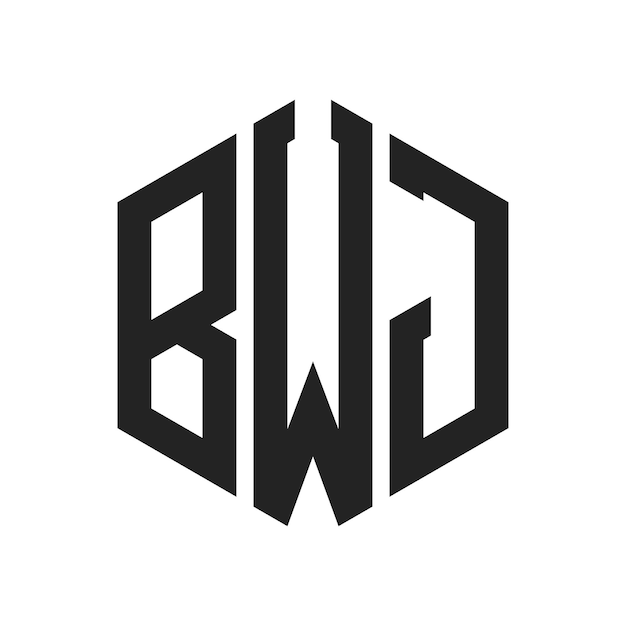 Le logo BWJ Design Initial Letter BWJ Monogram Logo en utilisant une forme hexagonale