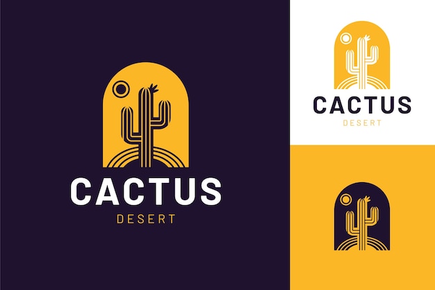 Vecteur logo de cactus plat
