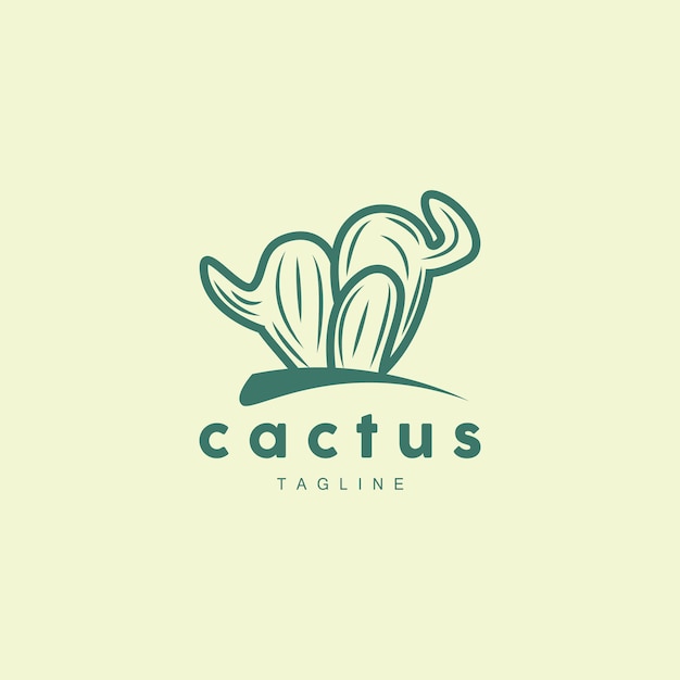 Logo Cactus Simple Ligne Cactus Design Icône Vecteur Plante Verte Symbole Illustration