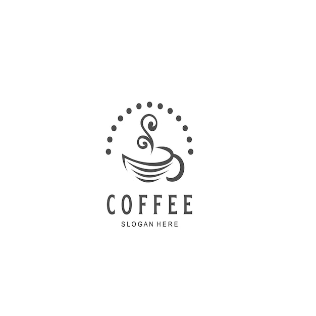 Vecteur logo de café avec un cercle et le mot café dessus vecteur premium