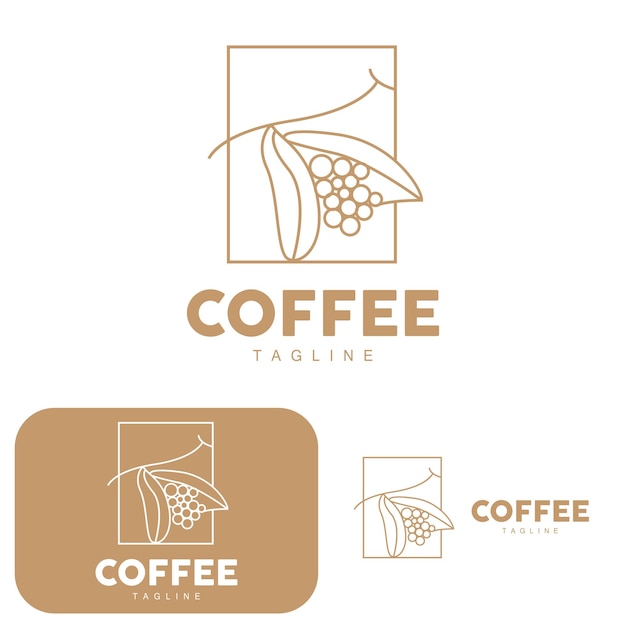 Logo Café Conception Arbre Café Café Boisson Icône Vecteur Symbole Illustration Marque