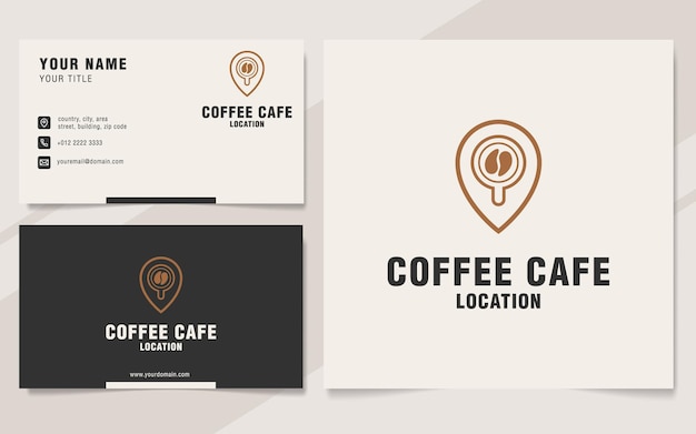 Logo de café et d'emplacement adapté au café ou au restaurant avec modèle de carte de visite