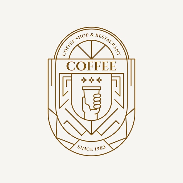 Logo De Café En Ligne Avec Contour De Style Minimaliste Simple