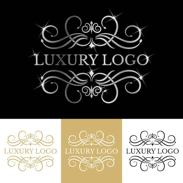 Logo calligraphique victorien de luxe rétro antique avec cadre ornemental