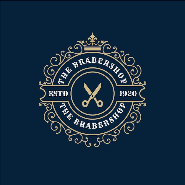 Logo Calligraphique Victorien De Luxe Royal Antique Avec Cadre Ornemental