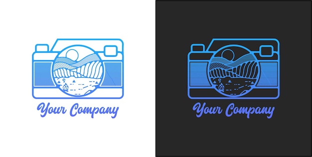 Vecteur logo de la caméra avec une belle vue monoline design