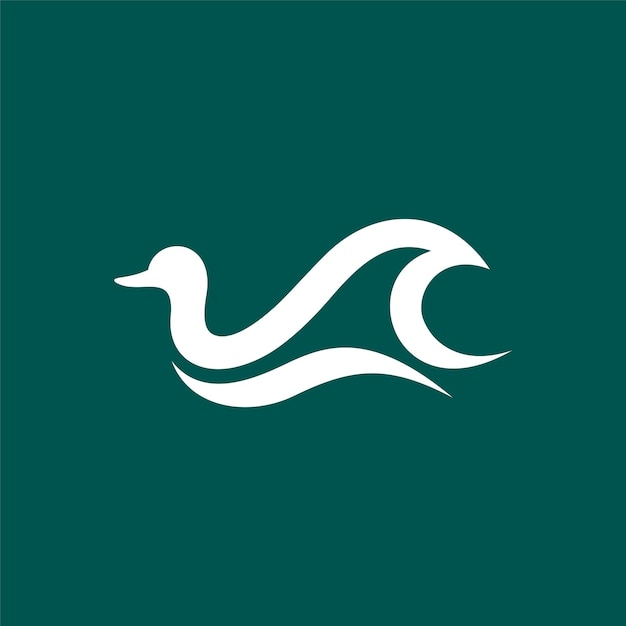 Vecteur logo de canard colvert avec concept de vague