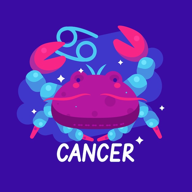Logo De Cancer Design Plat Dessiné à La Main