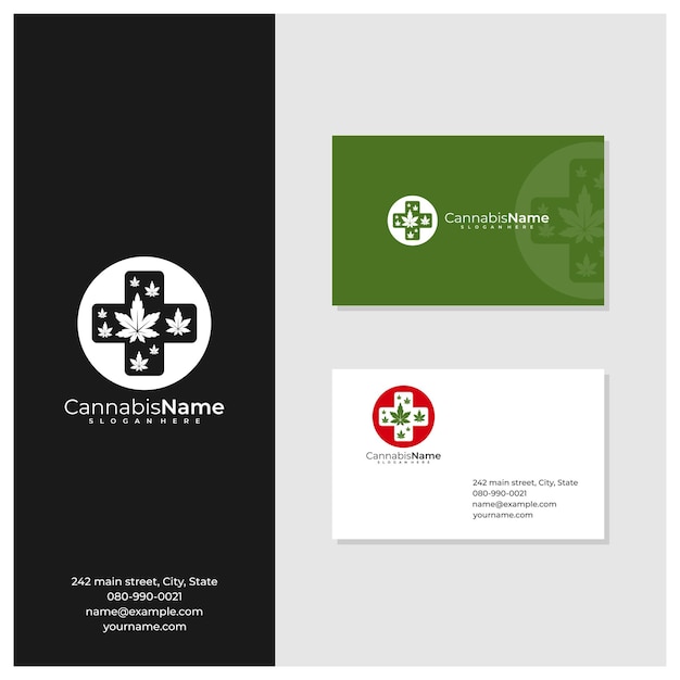 Logo De Cannabis De Santé Avec Modèle De Carte De Visite Concepts De Conception De Logo De Cannabis Créatif