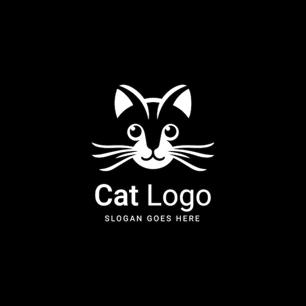 Vecteur le logo capricieux du visage de chat en deux tons