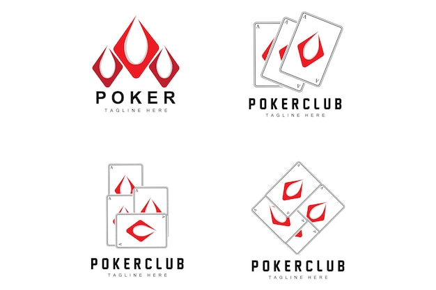 Logo Carte Casino Poker Icône Carte Diamant Coeur Pique Ace Jeu Jeu Conception Club Poker