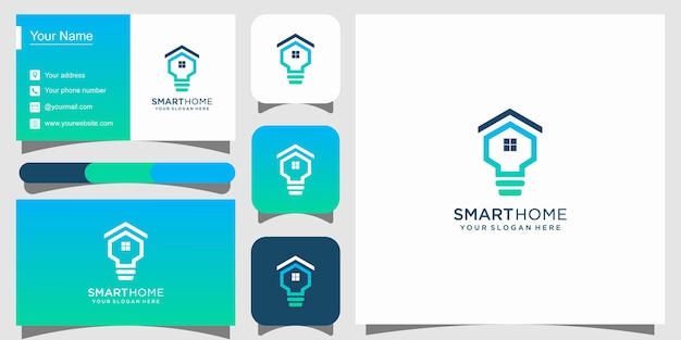 Vecteur logo et carte de visite smart home tech premium