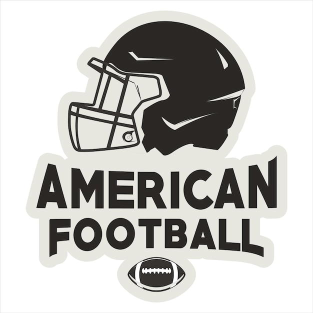 Logo de casque de football américain avec style vintage en noir et blanc