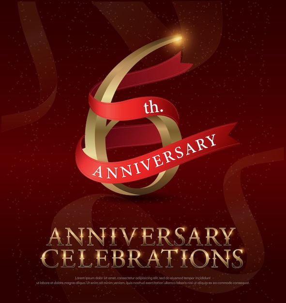 Logo De Célébration D'anniversaire De 6ème Anniversaire