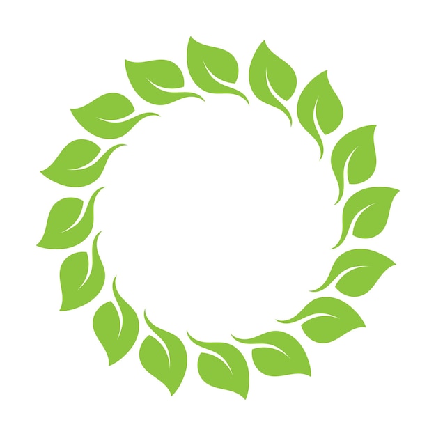 Logo De Cercle De Décoration Verte Feuille Et Modèle De Vecteur De Symbole