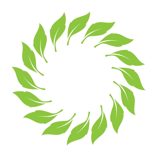 Vecteur logo de cercle de décoration verte feuille et modèle de vecteur de symbole