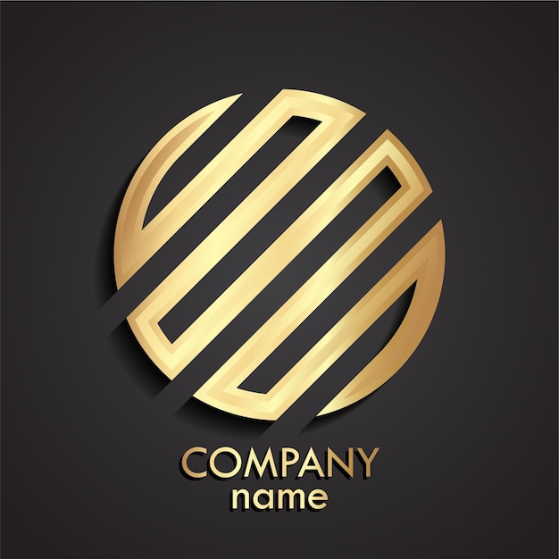 Logo en cercle doré de forme linéaire 3D