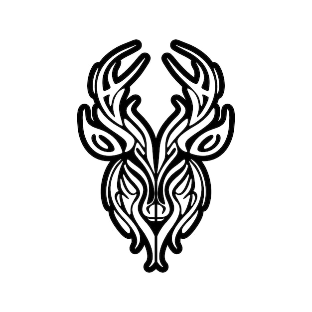 Logo de cerf unique utilisant un dessin vectoriel simple noir et blanc contrastant