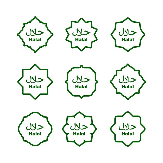 Logo certifié halal Logo d'étiquettes d'aliments halal Logo halal Illustration vectorielle