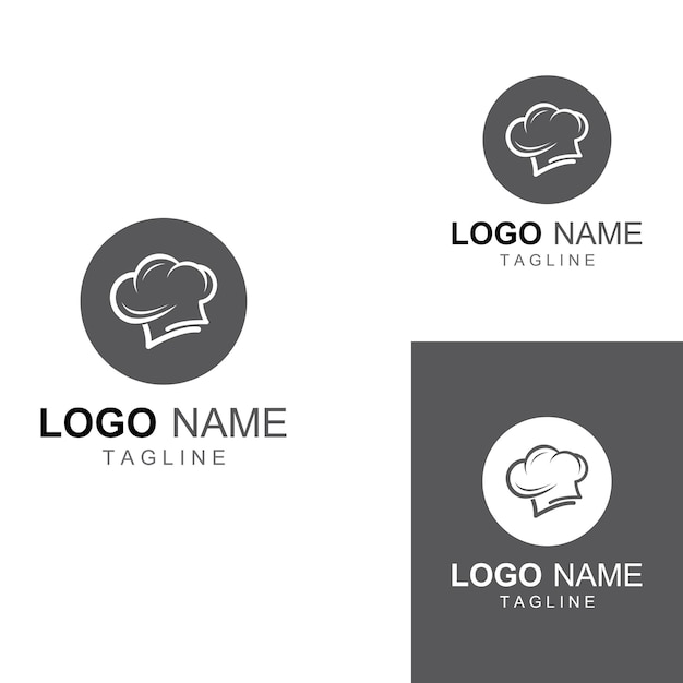 Logo de chapeau de chef pour restaurant café et livraison de nourriture en ligne Logo avec modèle de conception d'illustration vectorielle