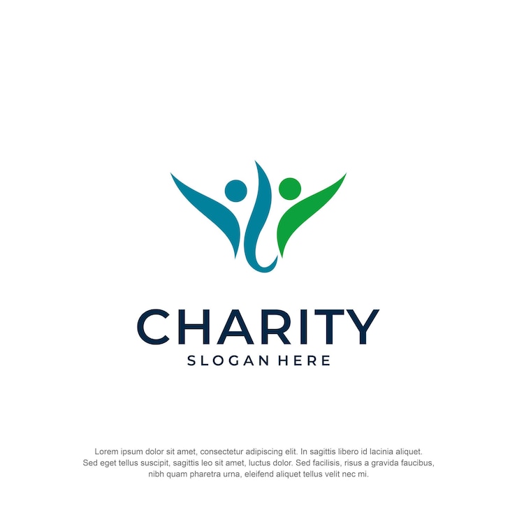 Vecteur logo de charité avec le concept de vecteur premium de deux personnes
