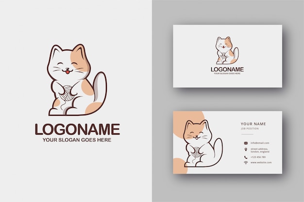 Logo De Chat Mignon Et Carte De Visite