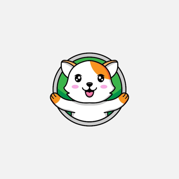 Logo De Chat Mignon Avec Fond Vert