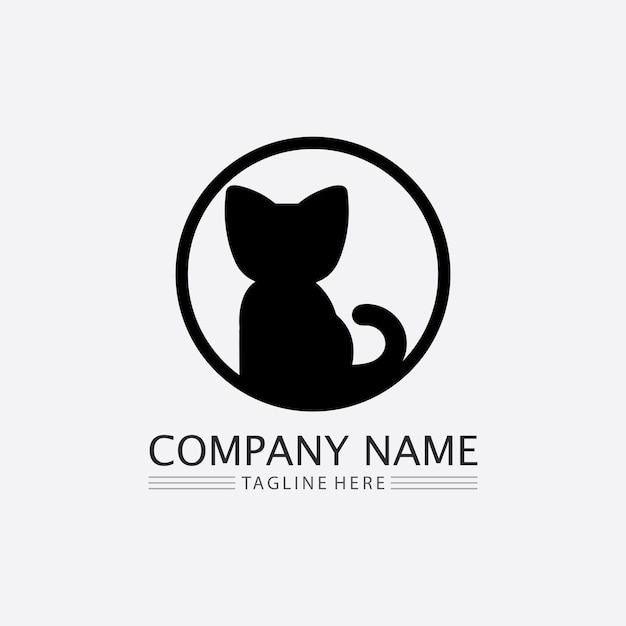 Logo De Chat Et Vecteur Animal Icône Empreinte Chaton Calicot Logo Chien Symbole Dessin Animé Personnage Signe Illustration Doodle Design