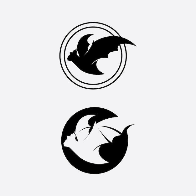 Logo Chauve-souris Animal Et Vecteur Ailes Noir Halloween Vampire Gothique Illustration Design Icône Chauve-souris