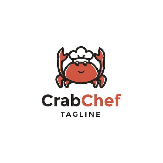 Logo De Chef De Crabe. Concept De Design De Logo De Chef De Crabe.