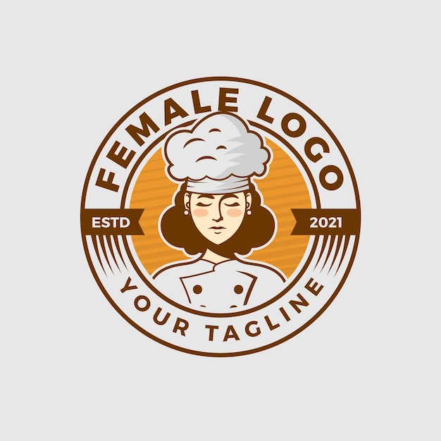 Logo De Chef Femme Détaillée