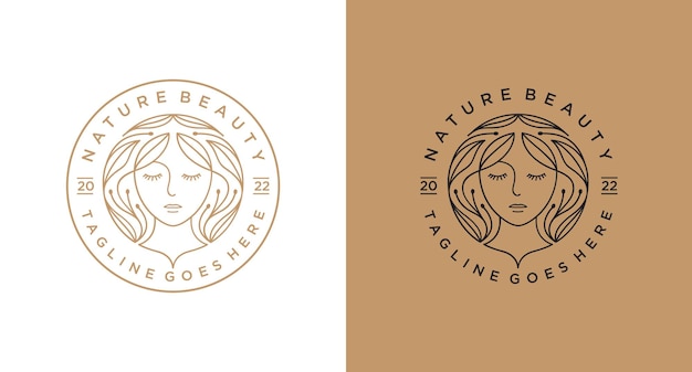 Logo De Cheveux Longs Femme De Beauté Naturelle Pour Salon Ou Produit Cosmétique Avec Style D'art En Ligne