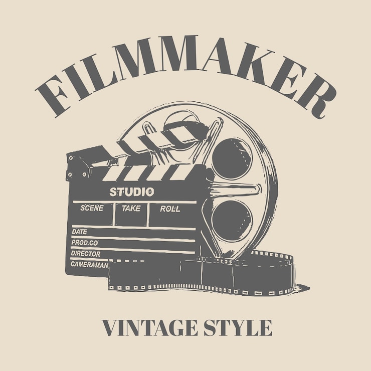 Vecteur logo cinéma style rétro vintage. élément de conception. modèle de logo, signalisation, conception de marque