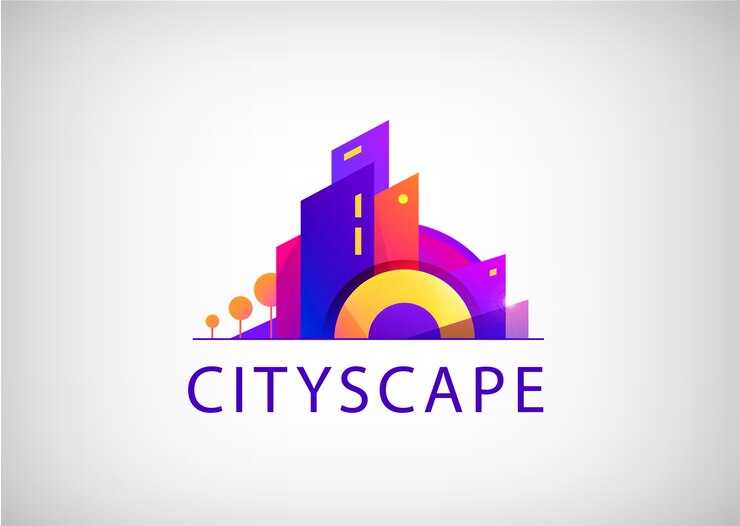 logo city scape isolé sur gris