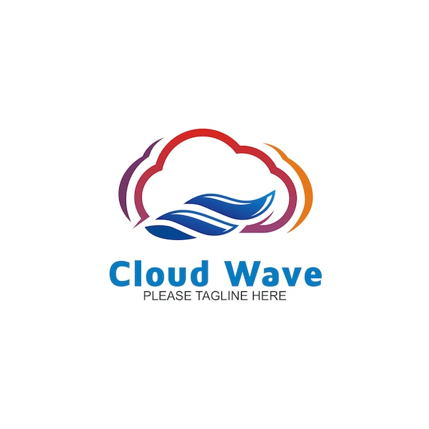 Vecteur logo cloud wave