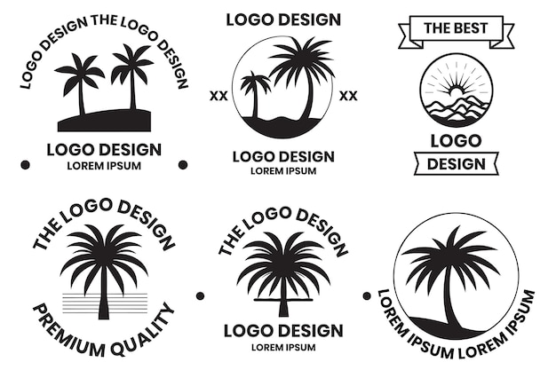 Logo de cocotier ou de mer dans le concept de tourisme dans un style vintage