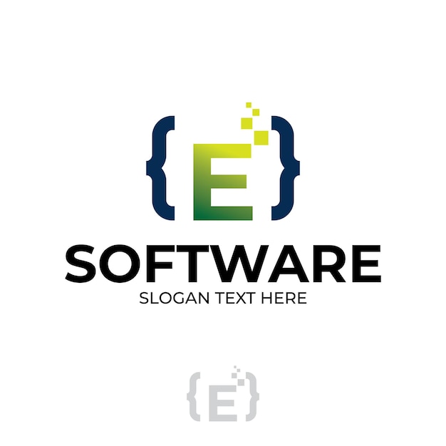 Logo De Code Numérique Avec Illustration De Codage De Conception De Lettre E Avec Des Concepts De Conception D'illustration De Pixel