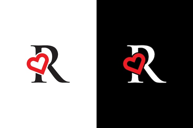Logo Coeur Lettre R. Belle Création De Logo D'amour Vectoriel. Conception De Lettre Créative De Contour D'amour R
