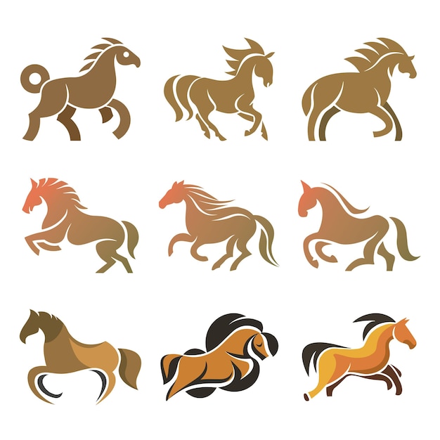 Vecteur le logo de la collection de chevaux est un symbole de conception moderne pour les entreprises.